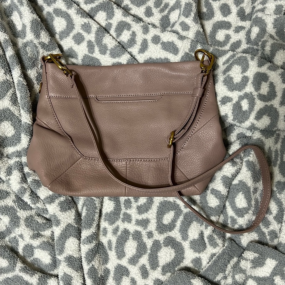 HOBO Dusky Mauve Pebbled Leather Crossbody Shoulder Bag